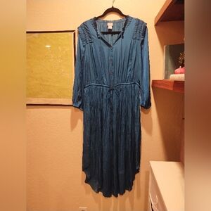 Chico's Turquoise Button Down Dress - Women's Size Large
